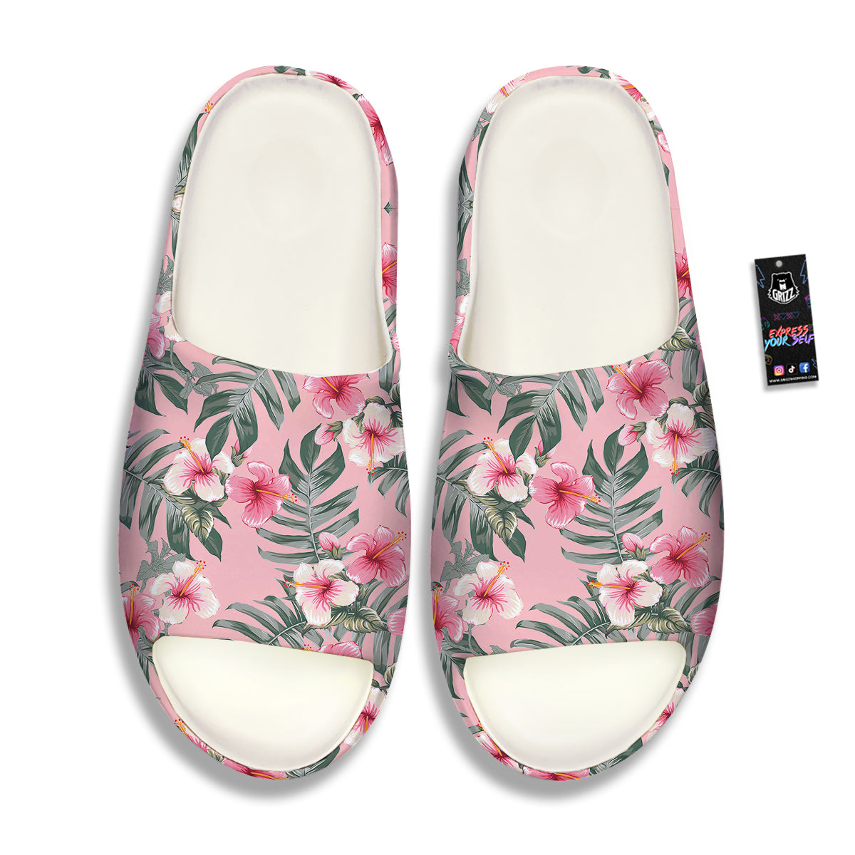 Flower Frangipani Tropical Print Pattern Sandals-grizzshop