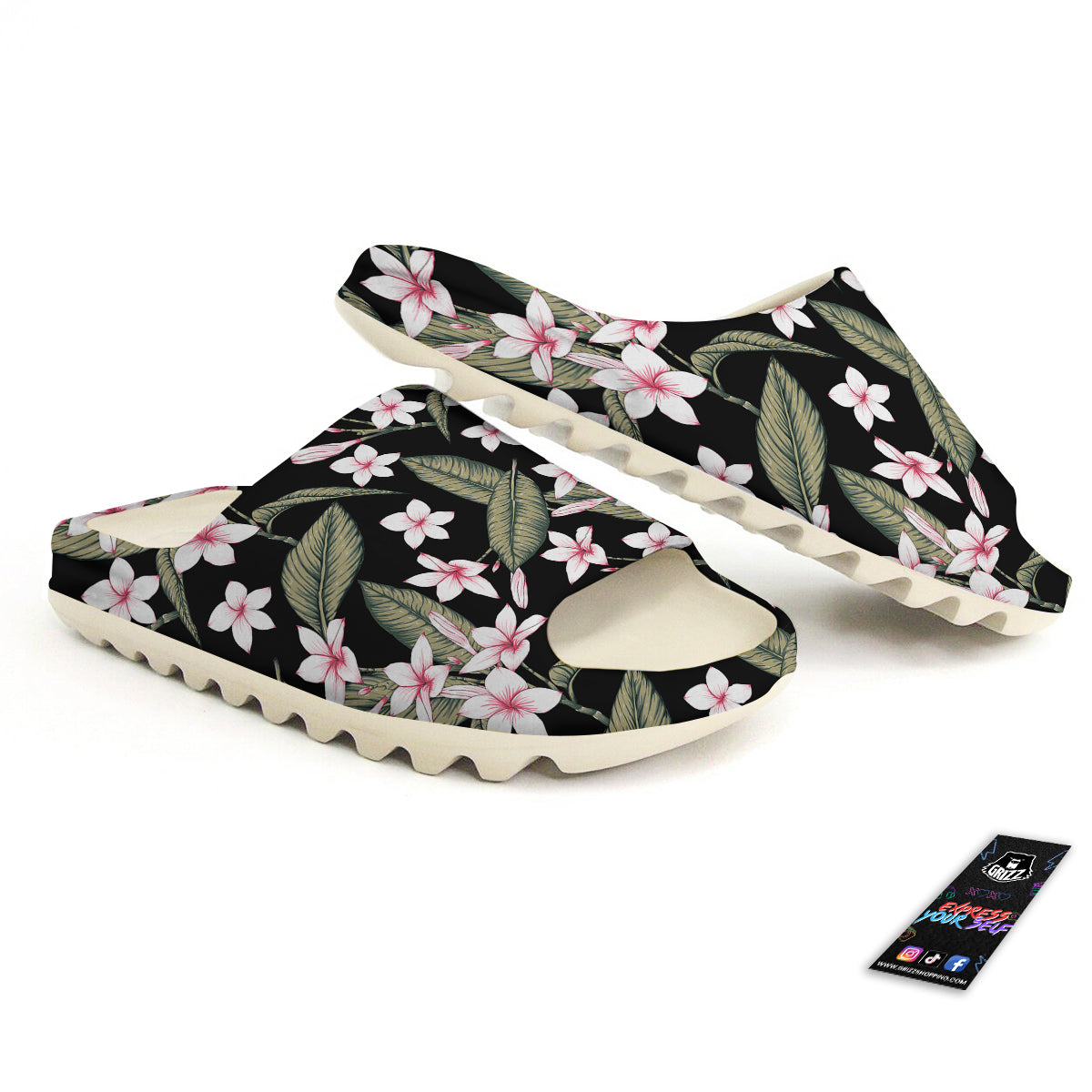 Flower Frangipani Watercolor Print Pattern Sandals-grizzshop