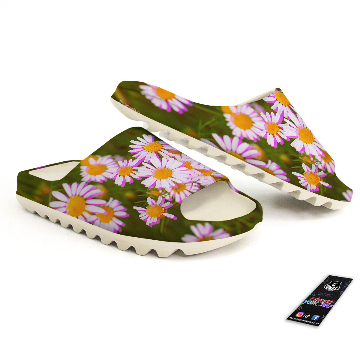 Flower Glitch Daisy Print Sandals-grizzshop