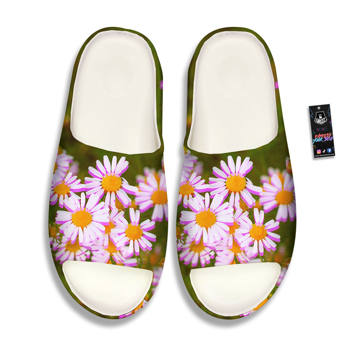 Flower Glitch Daisy Print Sandals-grizzshop