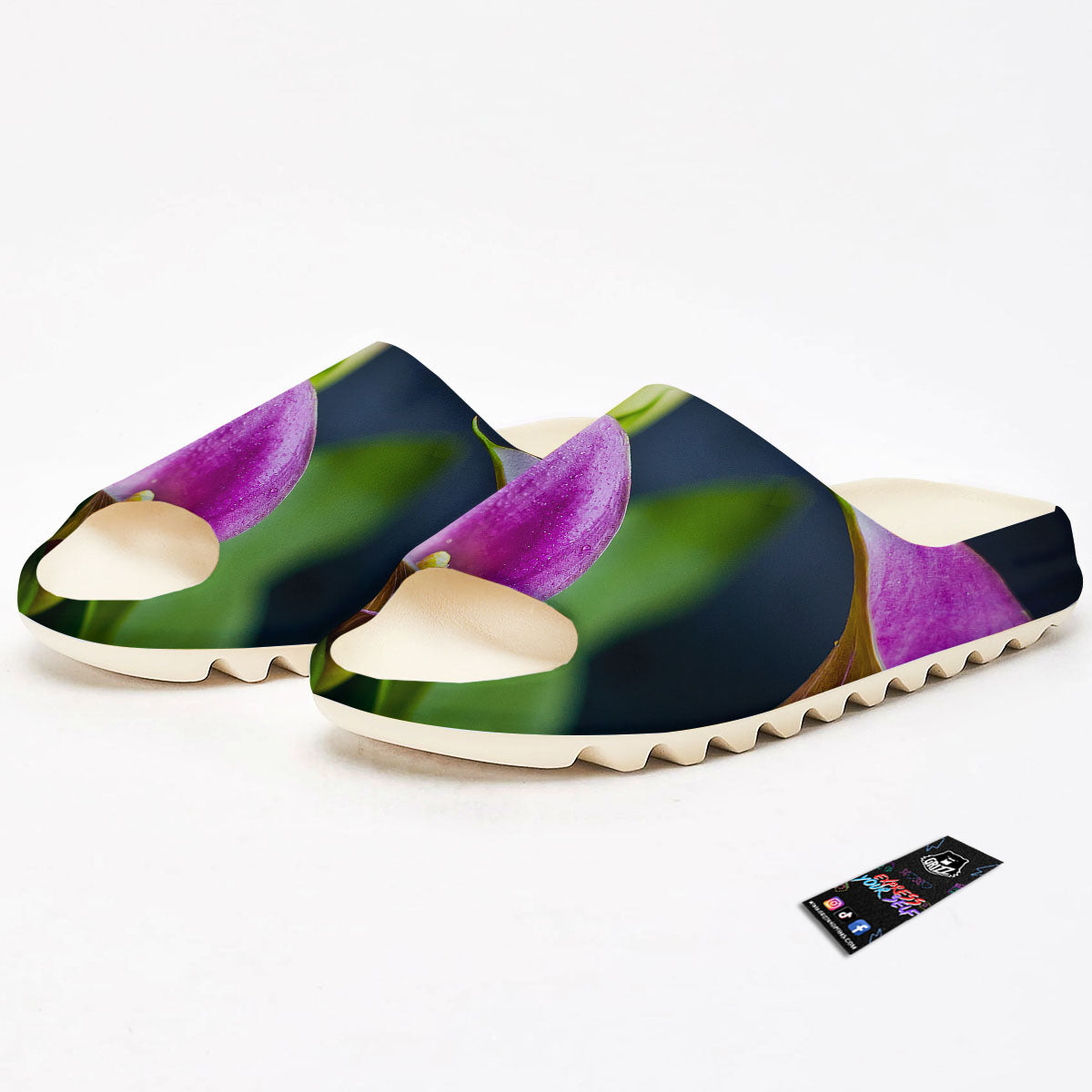 Flower Lily Purple Print Sandals-grizzshop