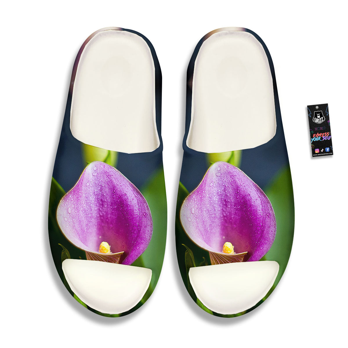 Flower Lily Purple Print Sandals-grizzshop