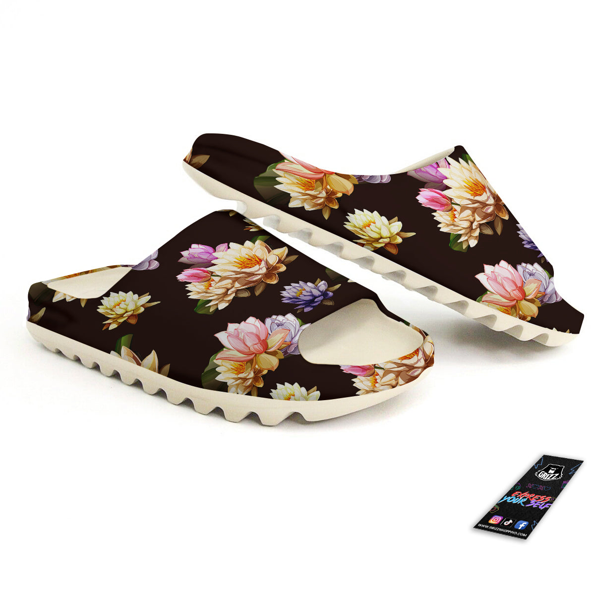 Flower Lotus Vintage Print Pattern Sandals-grizzshop