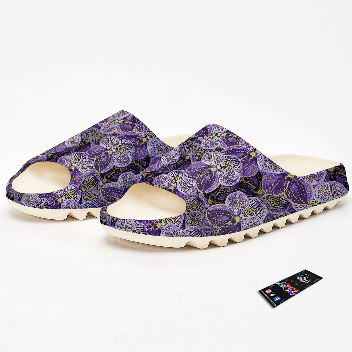 Flower Orchid Purple Print Pattern Sandals-grizzshop