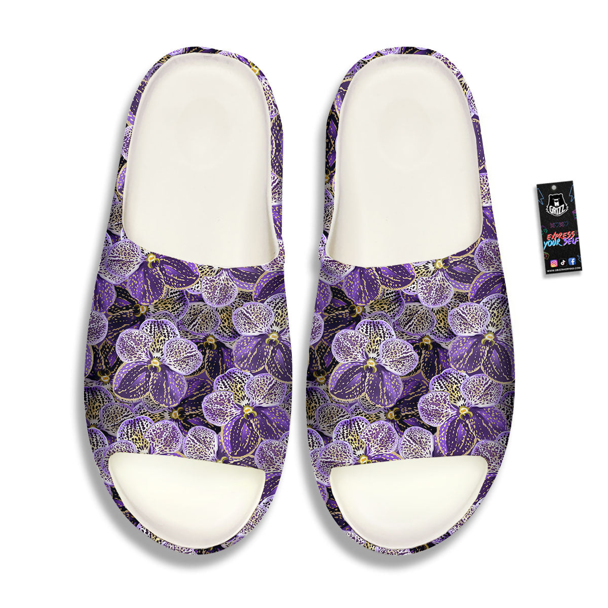 Flower Orchid Purple Print Pattern Sandals-grizzshop