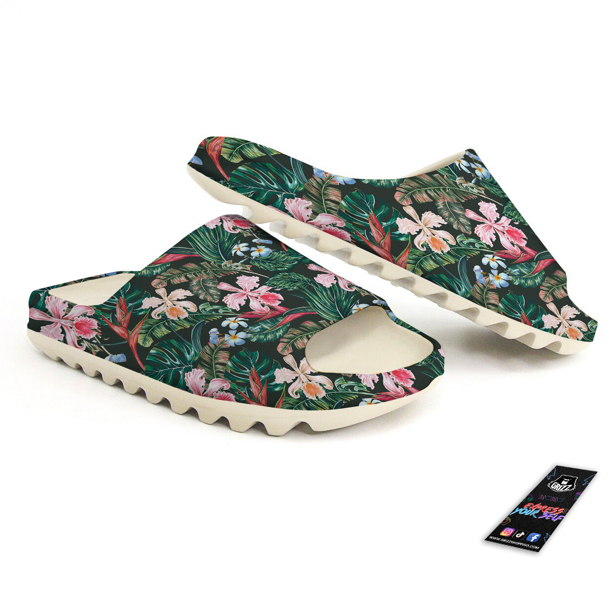 Flower Orchid Tropical Print Pattern Sandals-grizzshop