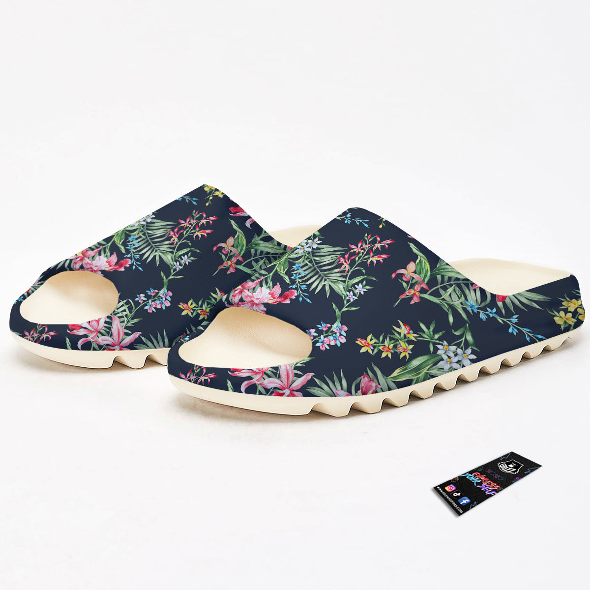 Flower Orchid Watercolor Print Pattern Sandals-grizzshop