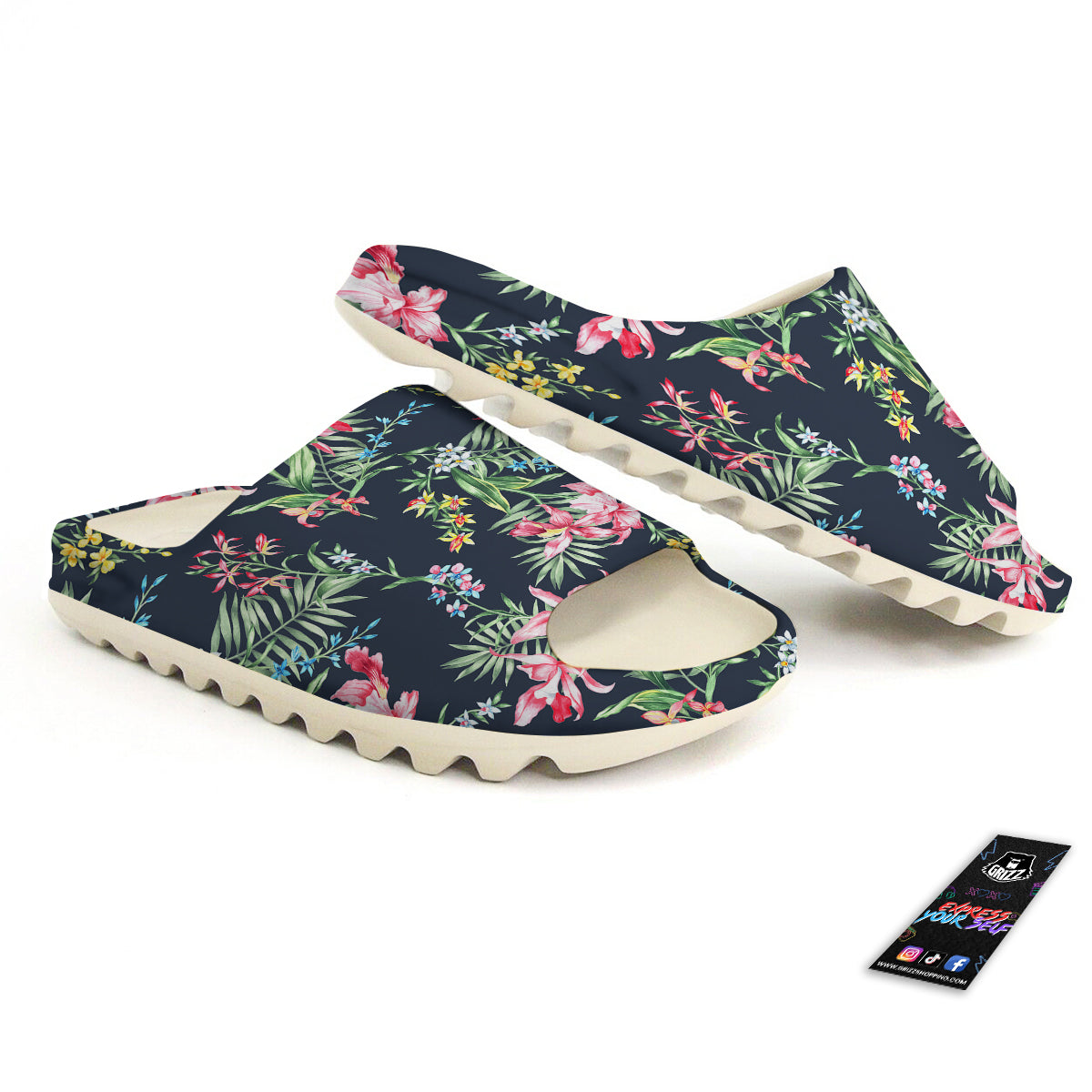 Flower Orchid Watercolor Print Pattern Sandals-grizzshop