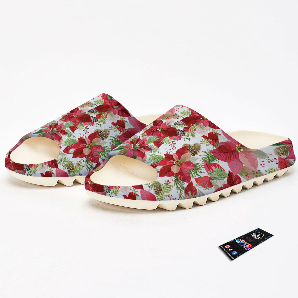 Flower Poinsettia Print Pattern Sandals-grizzshop