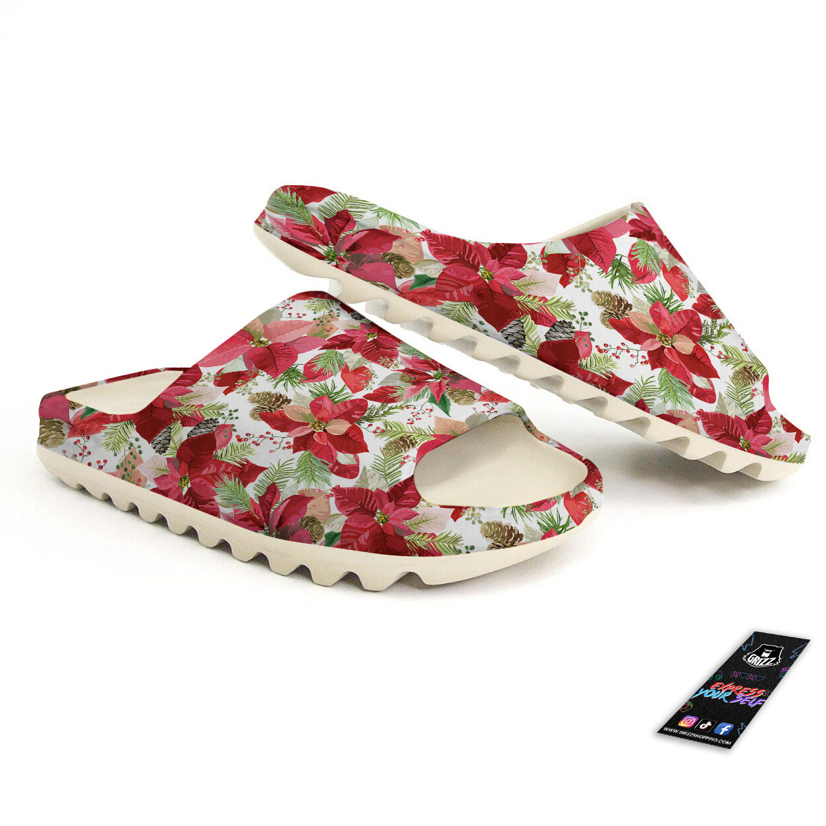 Flower Poinsettia Print Pattern Sandals-grizzshop