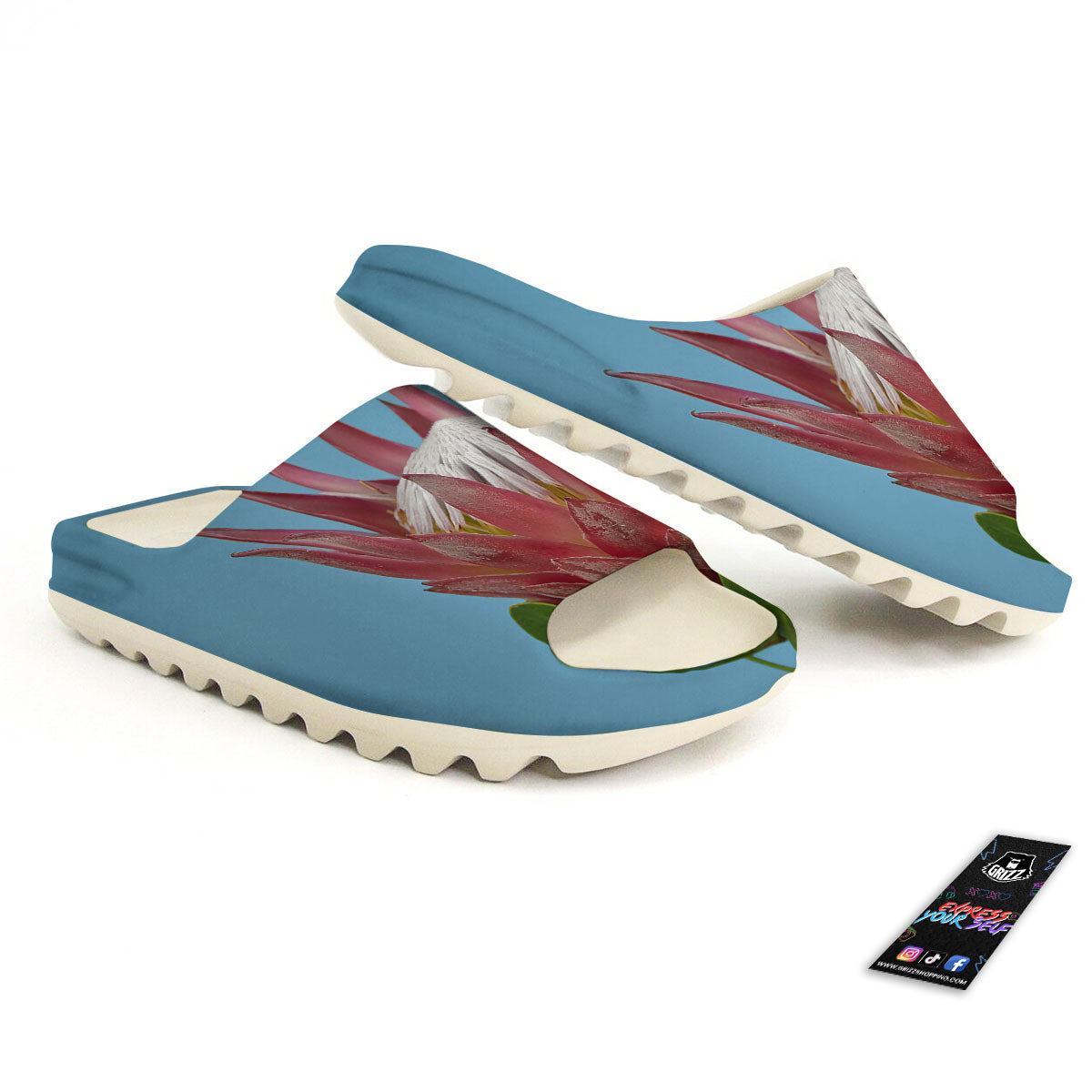 Flower Protea Print Sandals-grizzshop