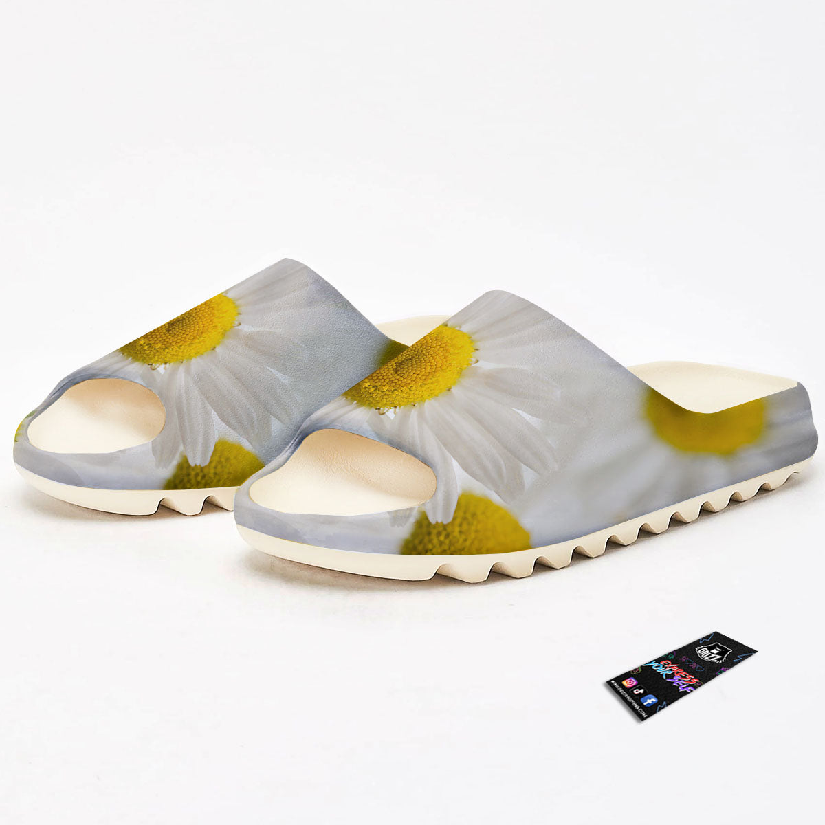 Flower White Daisy Print Sandals-grizzshop