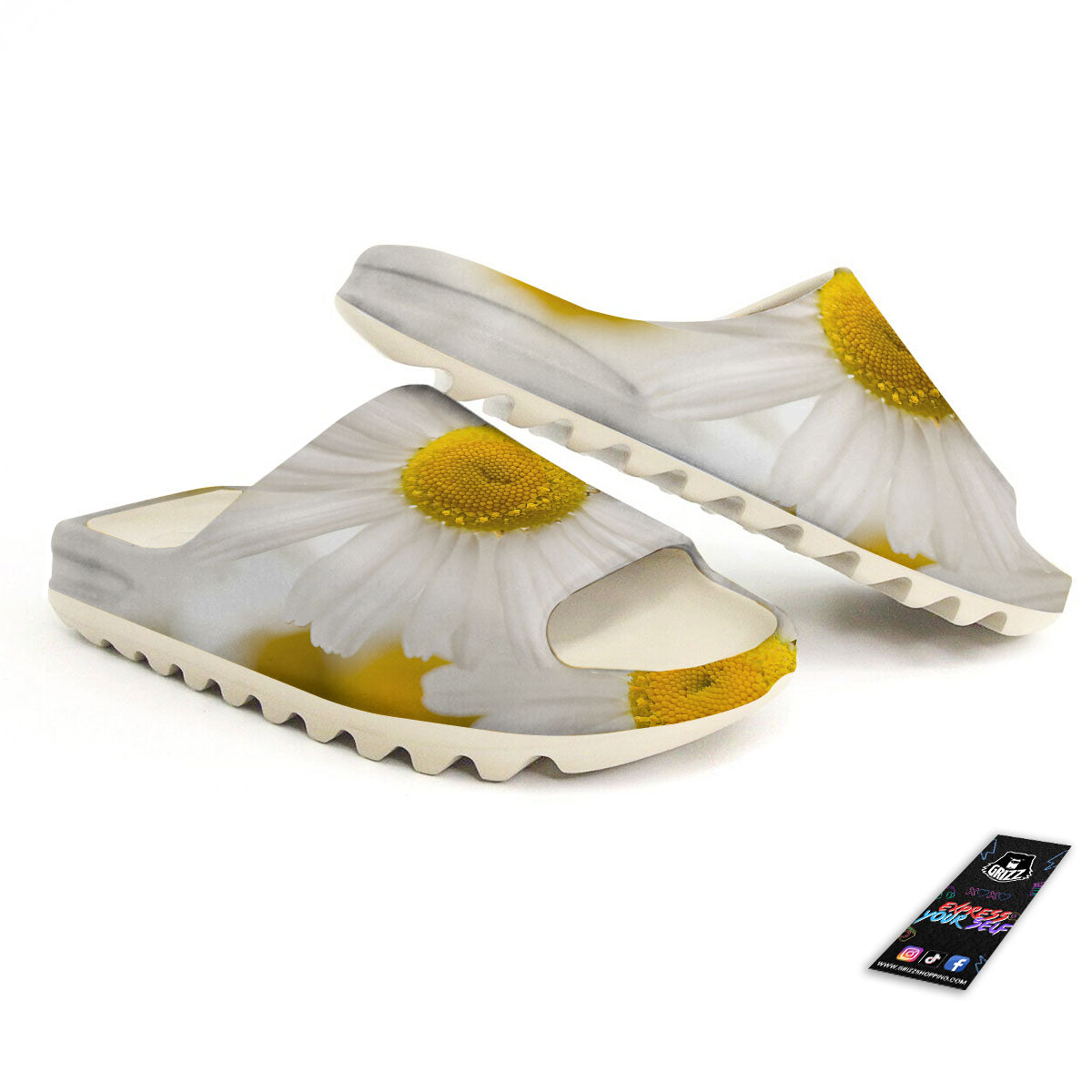Flower White Daisy Print Sandals-grizzshop