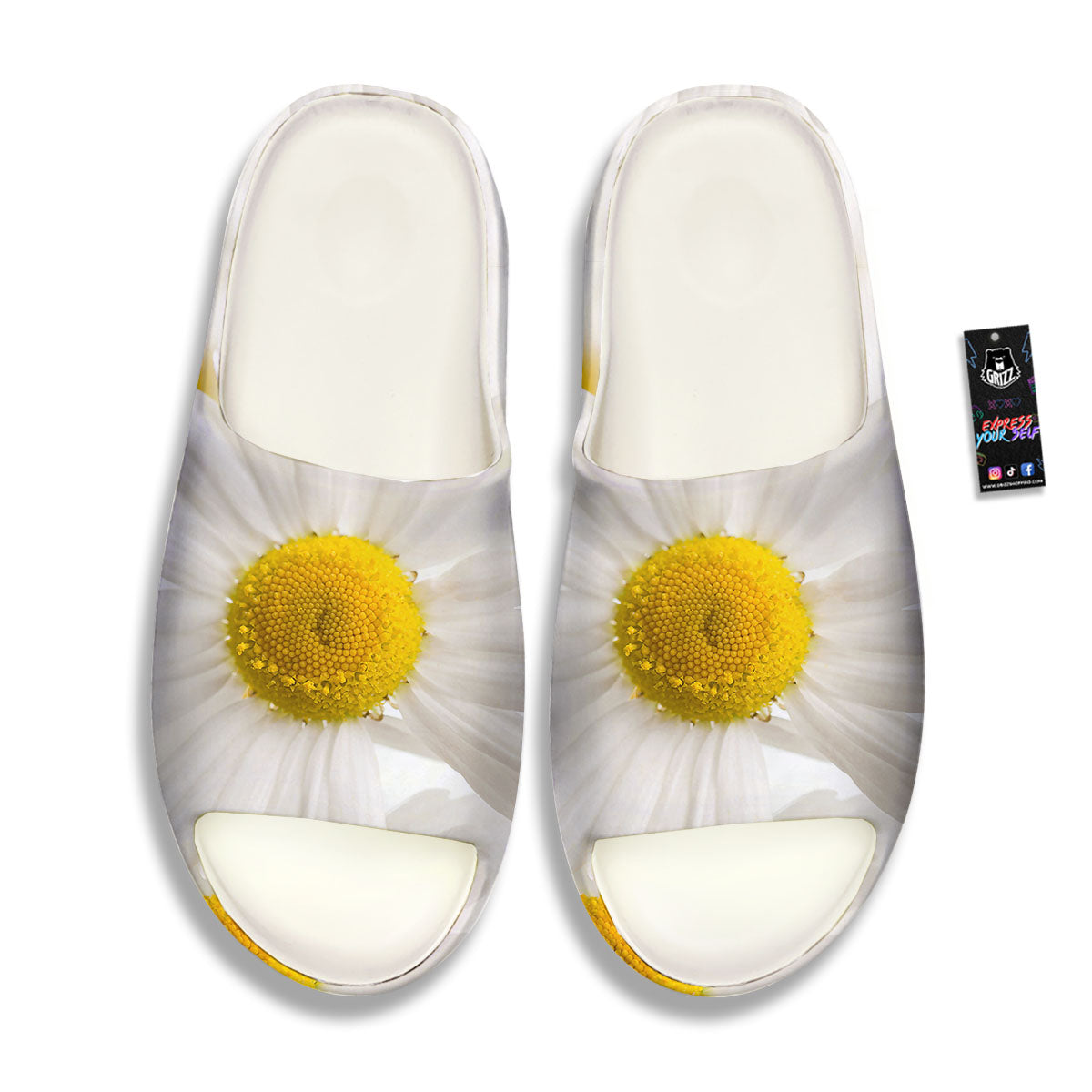 Flower White Daisy Print Sandals-grizzshop
