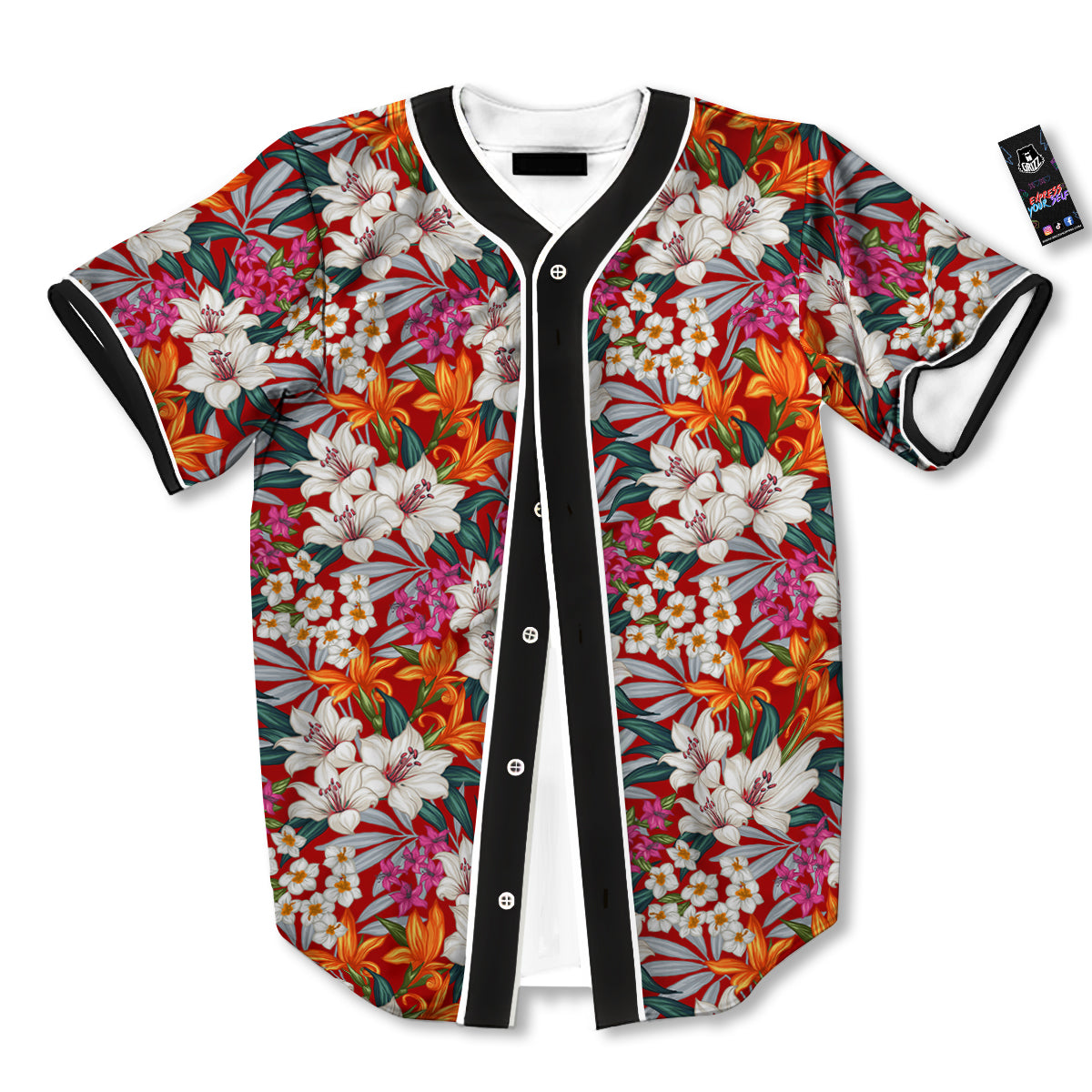 Flowers Aloha Hawaiian Print Pattern Baseball Jersey-grizzshop