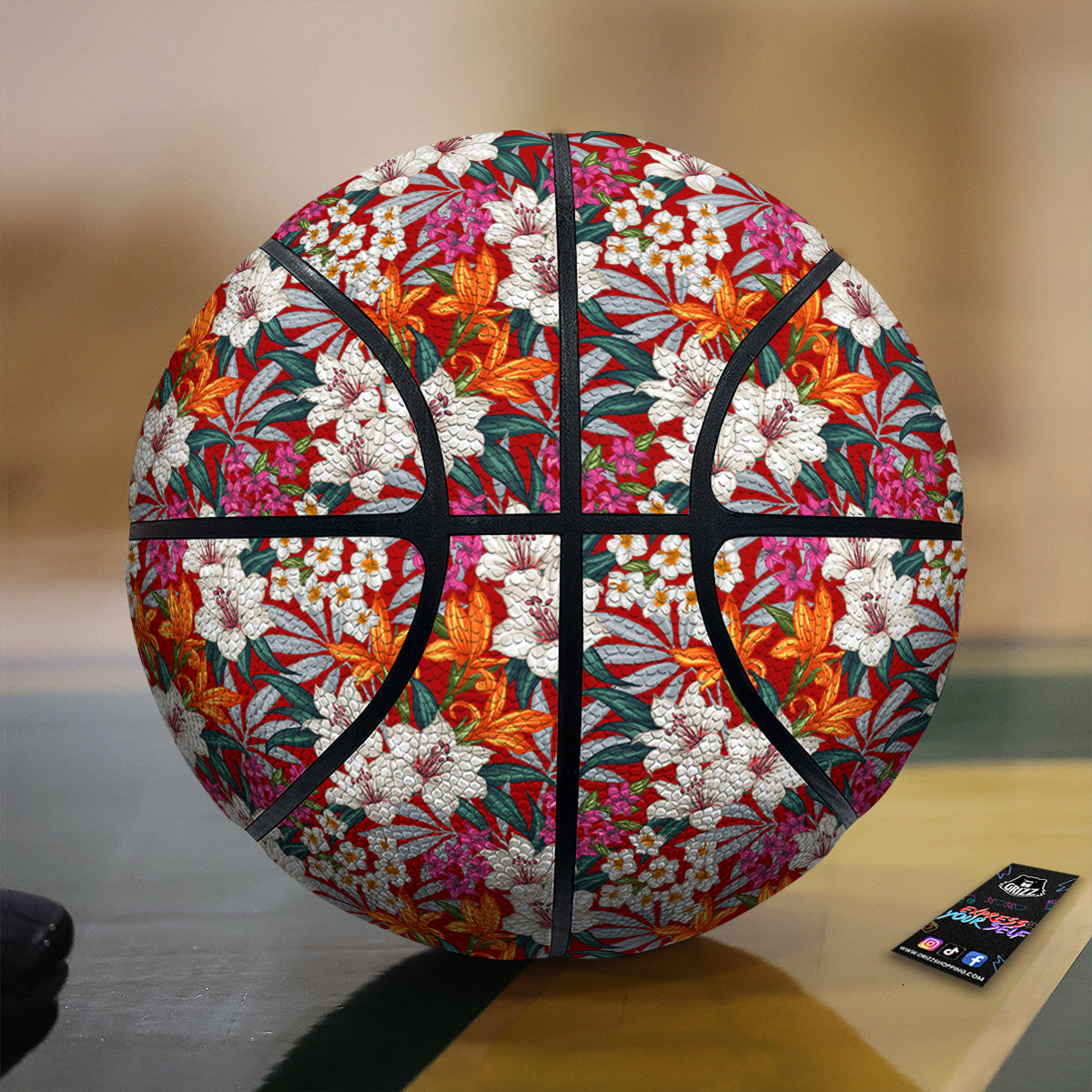 Flowers Aloha Hawaiian Print Pattern Basketball-grizzshop