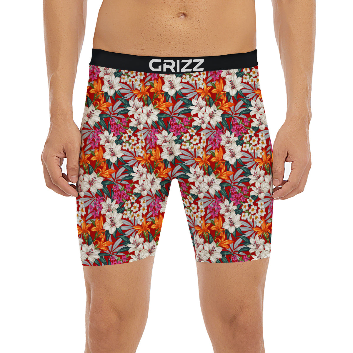 Flowers Aloha Hawaiian Print Pattern Boxer Briefs-grizzshop