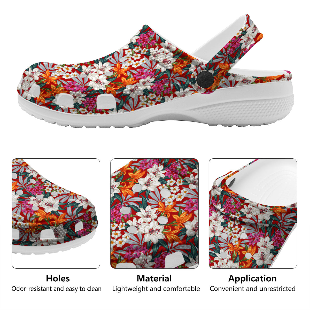 Flowers Aloha Hawaiian Print Pattern Clog-grizzshop