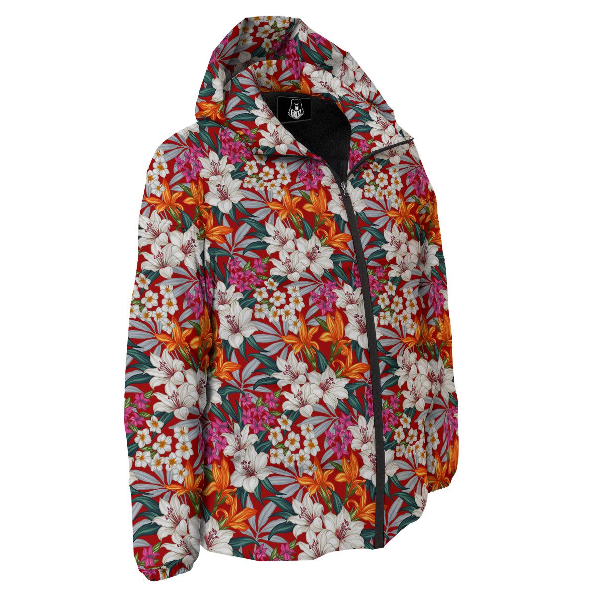 Flowers Aloha Hawaiian Print Pattern Down Jacket-grizzshop
