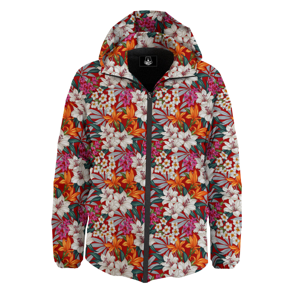 Flowers Aloha Hawaiian Print Pattern Down Jacket-grizzshop