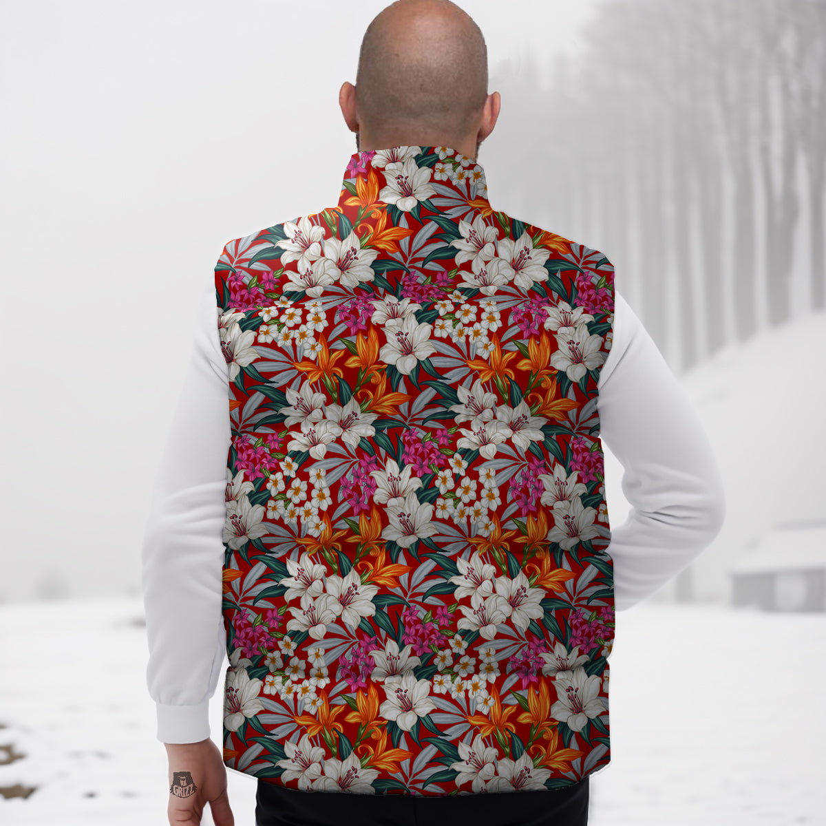 Flowers Aloha Hawaiian Print Pattern Down Vest