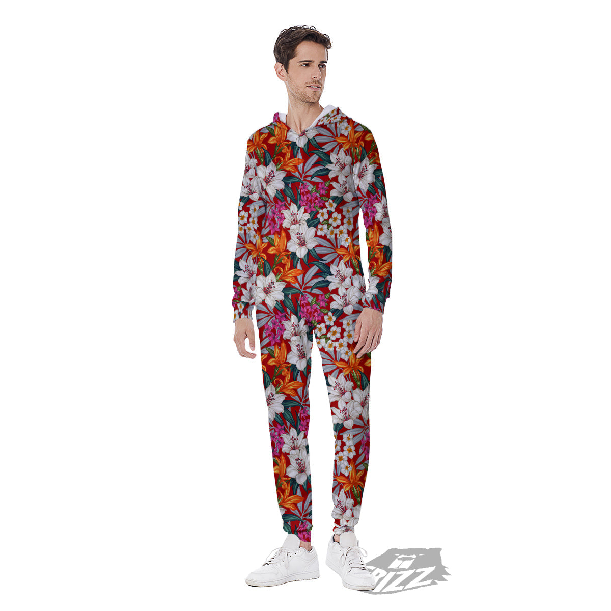Flowers Aloha Hawaiian Print Pattern Men's Jumpsuit-grizzshop