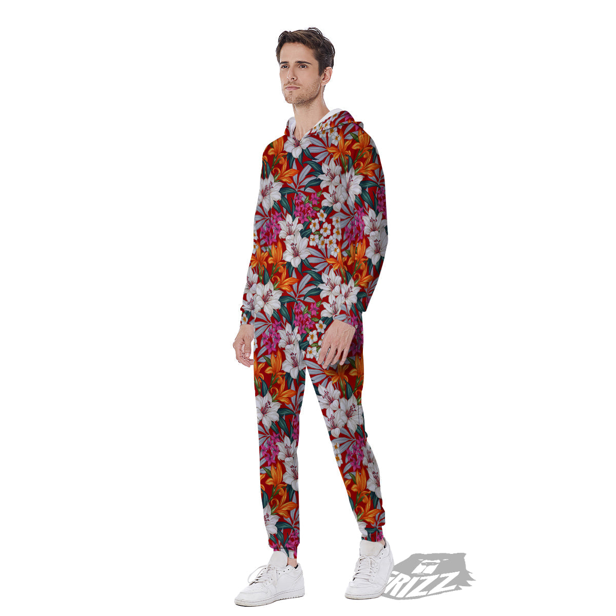 Flowers Aloha Hawaiian Print Pattern Men's Jumpsuit-grizzshop