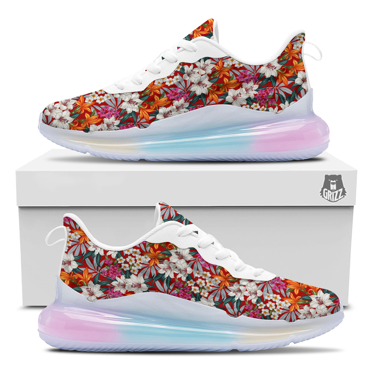 Flowers Aloha Hawaiian Print Pattern Running Sneakers-grizzshop