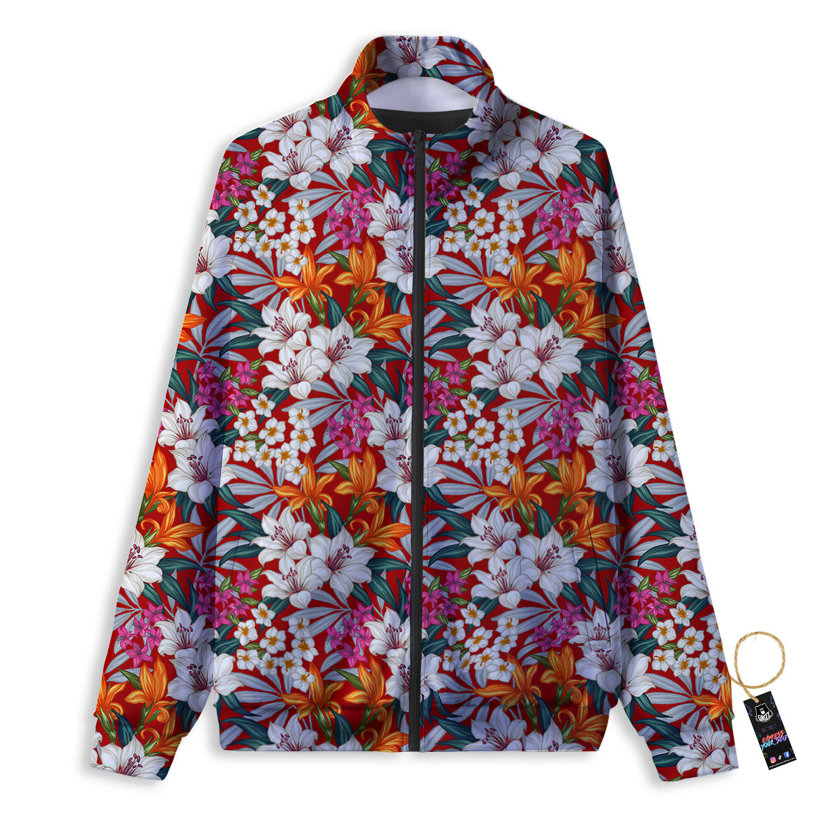 Flowers Aloha Hawaiian Print Pattern Track Jacket-grizzshop