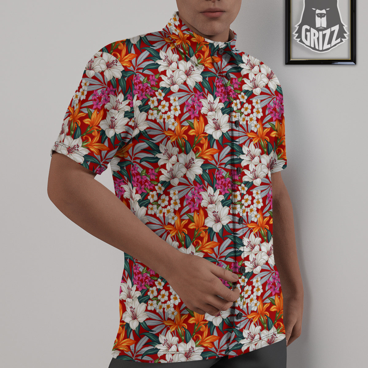 Flowers Aloha Hawaiian Print Pattern Untucked Shirts-grizzshop