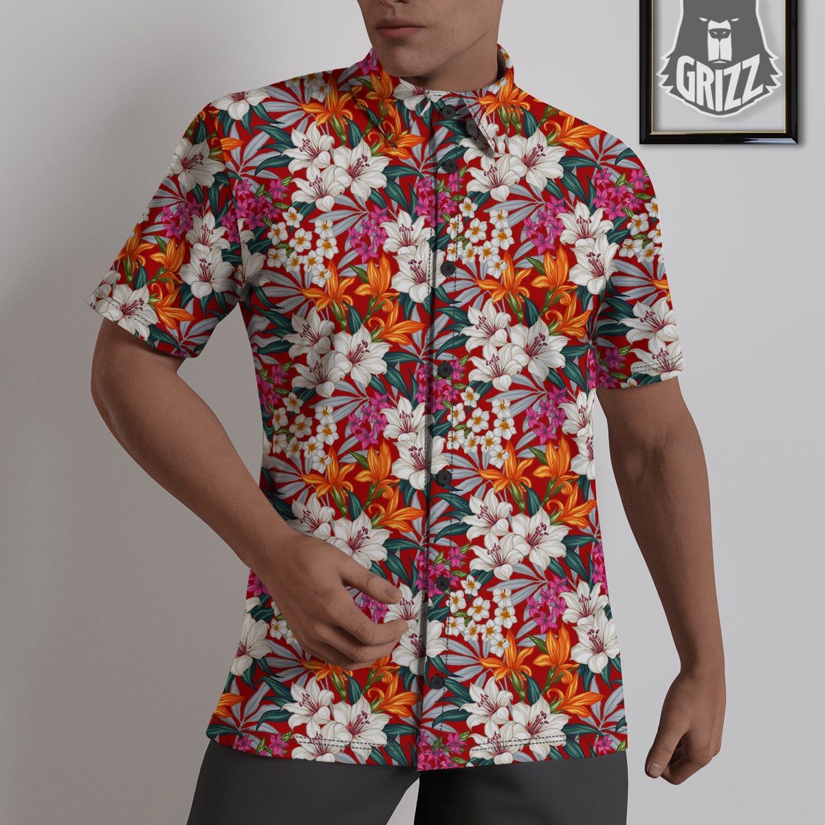Flowers Aloha Hawaiian Print Pattern Untucked Shirts-grizzshop