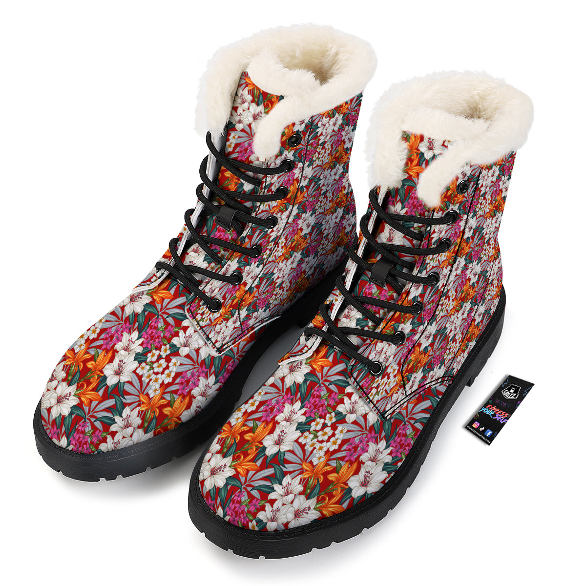 Flowers Aloha Hawaiian Print Pattern Winter Boots-grizzshop