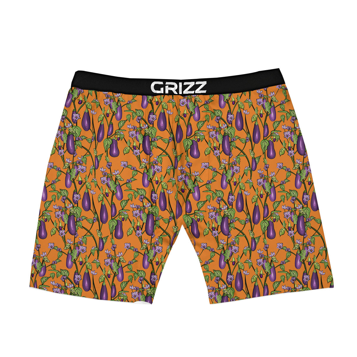 Flowers And Eggplant With Leaves Print Boxer Briefs-grizzshop
