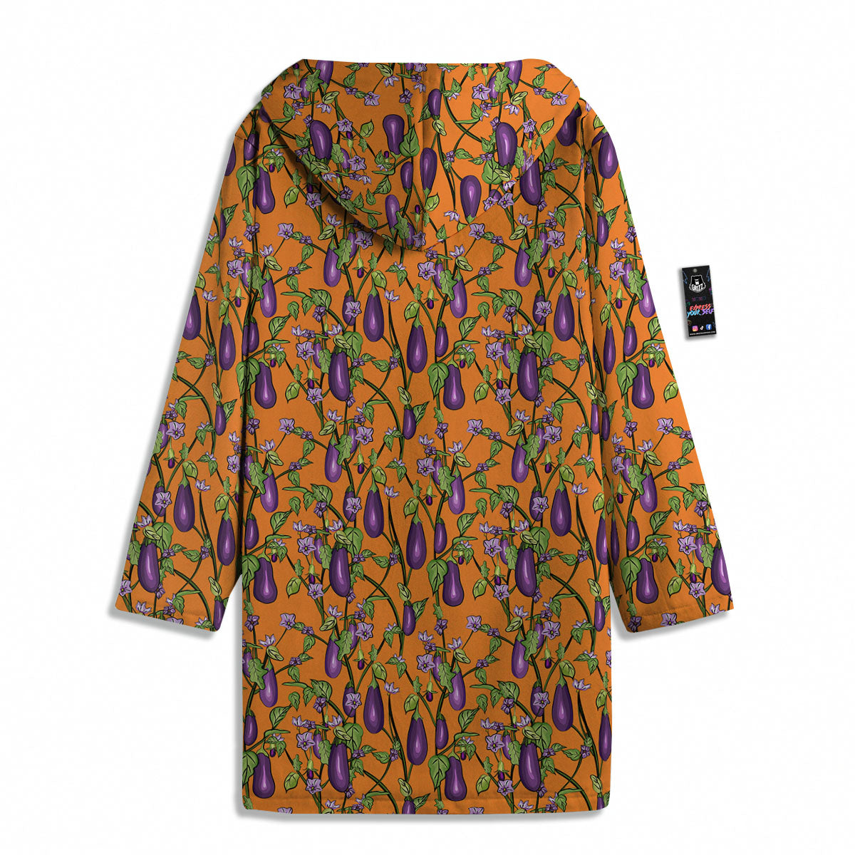 Flowers And Eggplant With Leaves Print Men's Windbreaker Jacket-grizzshop