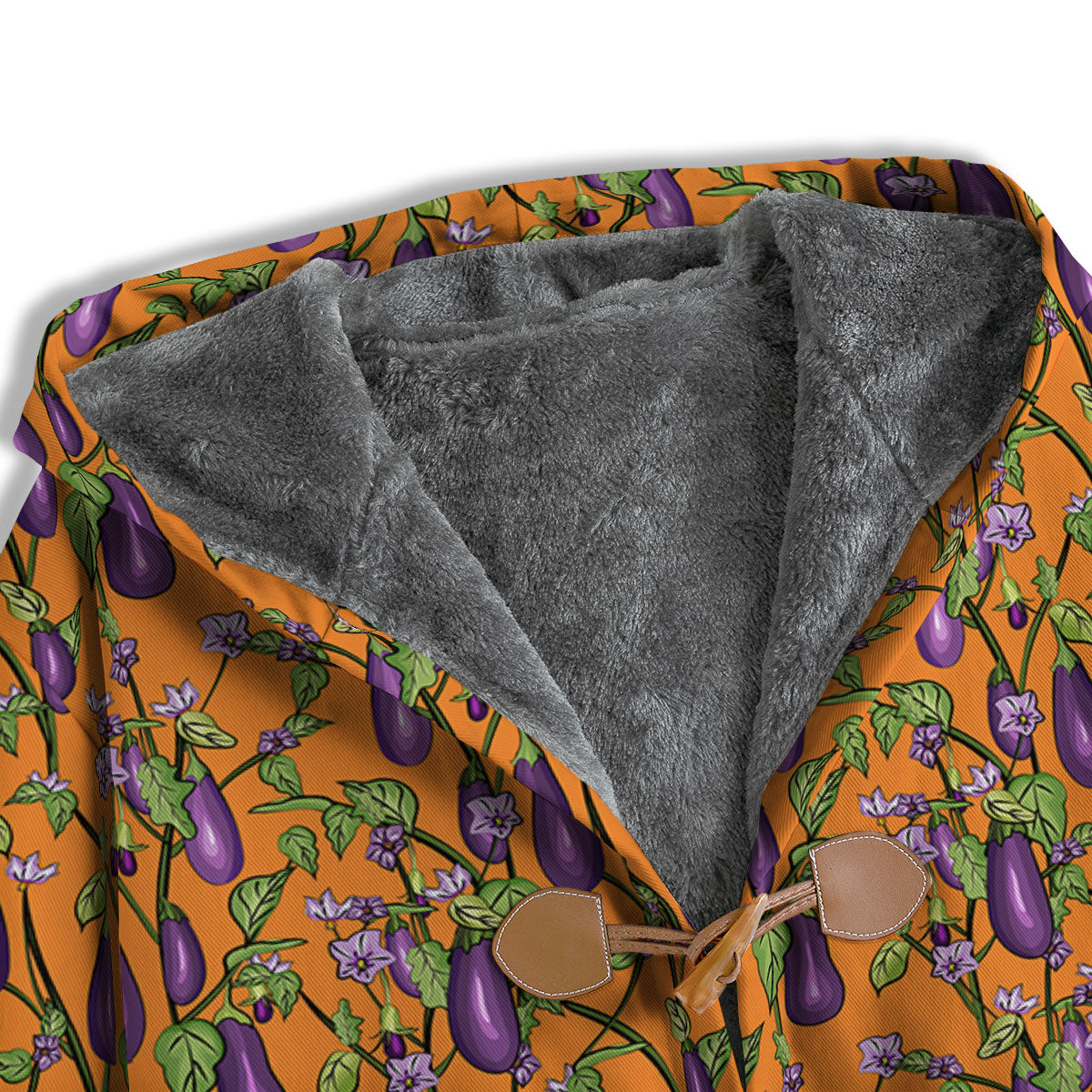Flowers And Eggplant With Leaves Print Men's Windbreaker Jacket-grizzshop