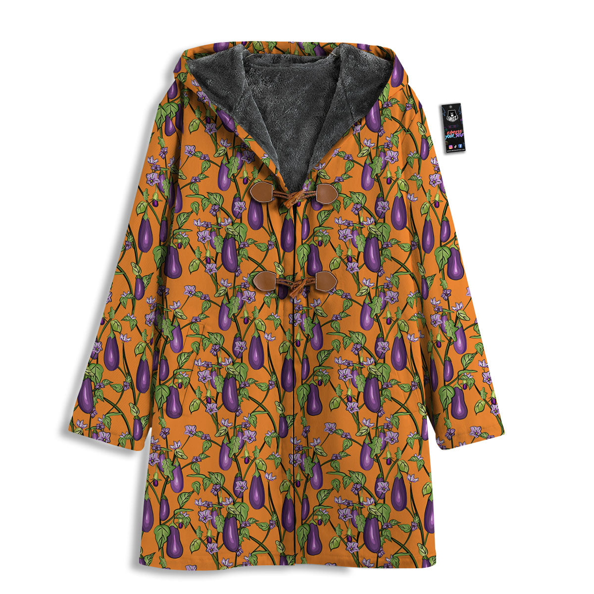 Flowers And Eggplant With Leaves Print Men's Windbreaker Jacket-grizzshop
