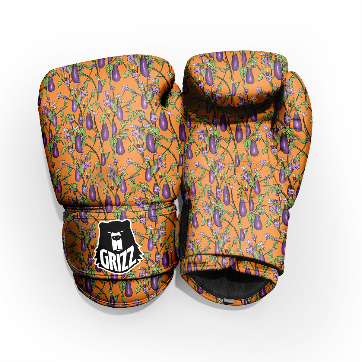 Flowers And Eggplant With Leaves Print Pro Boxing Glove
