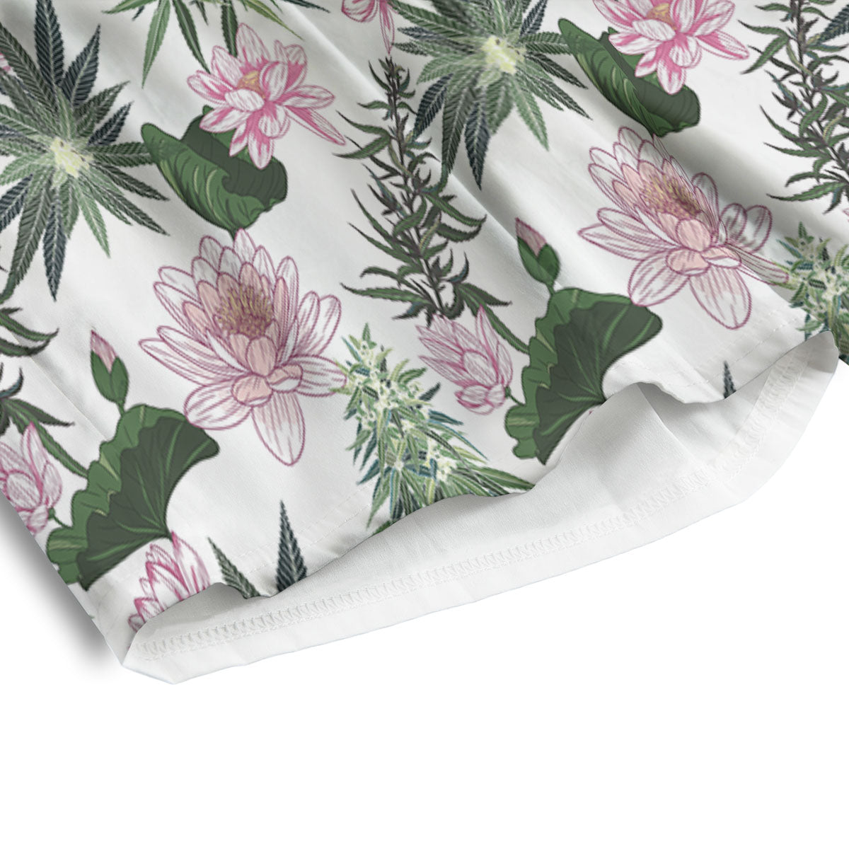 Flowers And Hemp Leaves Print Pattern Men's Athletic Shorts-grizzshop