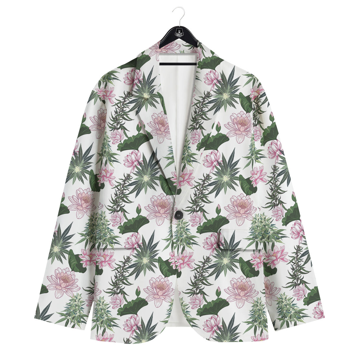 Flowers And Hemp Leaves Print Pattern Men's Sport Coat-grizzshop