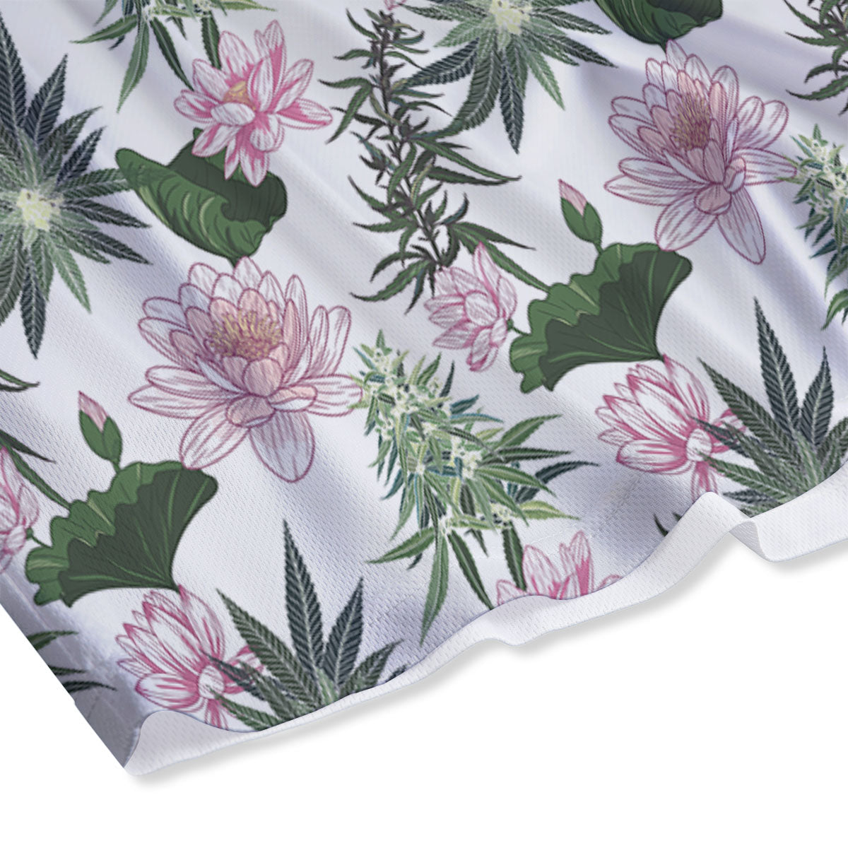 Flowers And Hemp Leaves Print Pattern Mesh Shorts-grizzshop