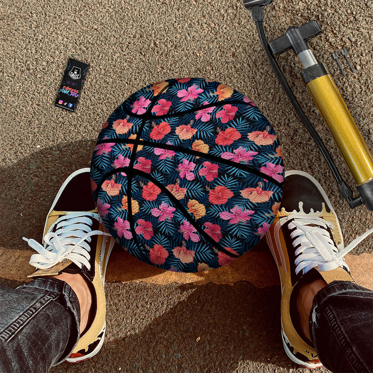 Flowers Exotic Hibiscus Print Pattern Basketball-grizzshop