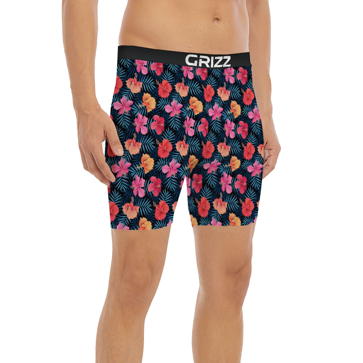 Flowers Exotic Hibiscus Print Pattern Boxer Briefs-grizzshop