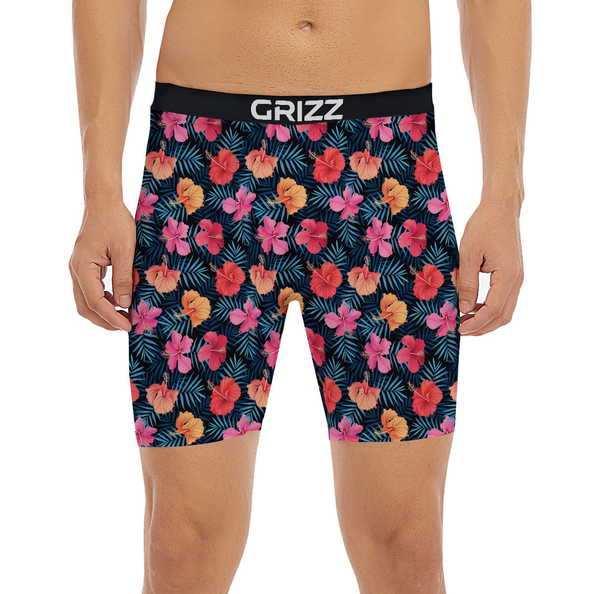 Flowers Exotic Hibiscus Print Pattern Boxer Briefs-grizzshop