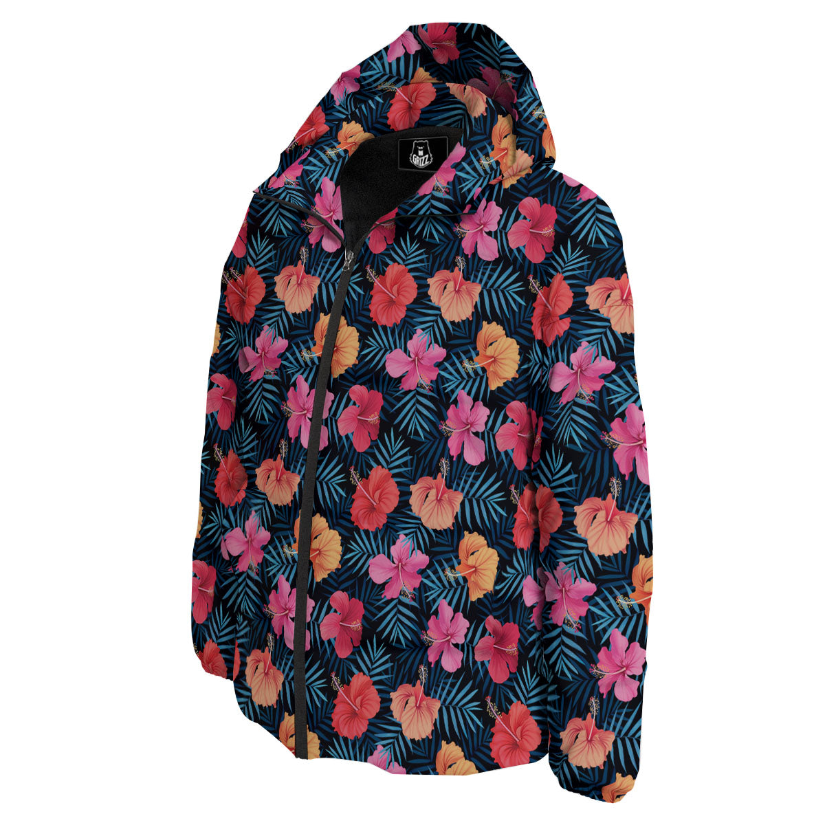 Flowers Exotic Hibiscus Print Pattern Down Jacket-grizzshop