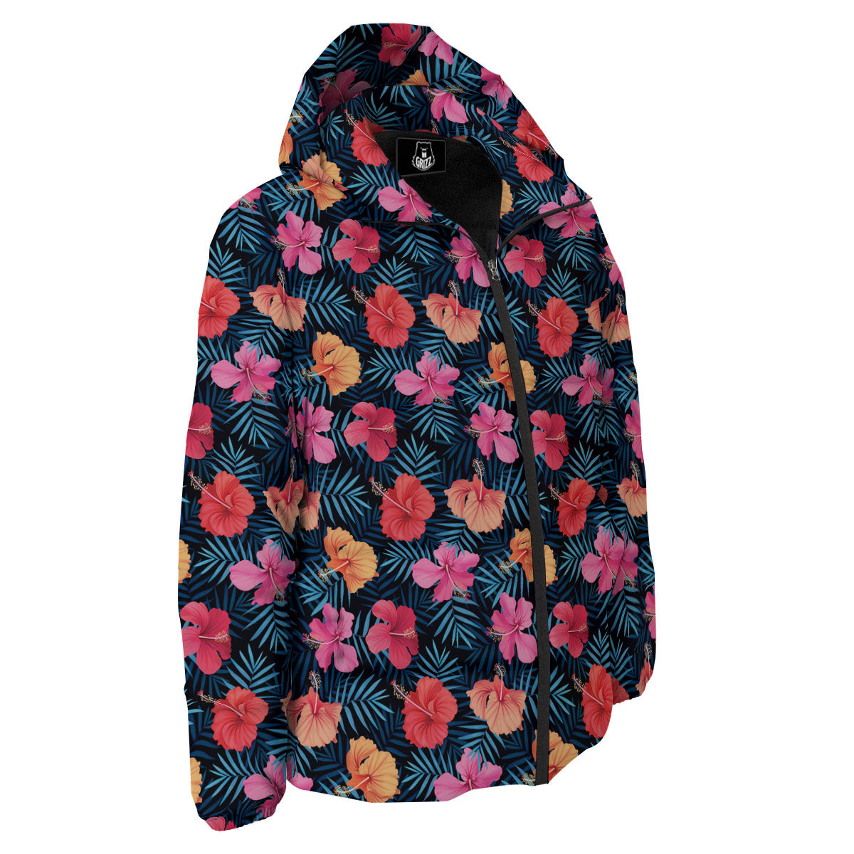 Flowers Exotic Hibiscus Print Pattern Down Jacket-grizzshop