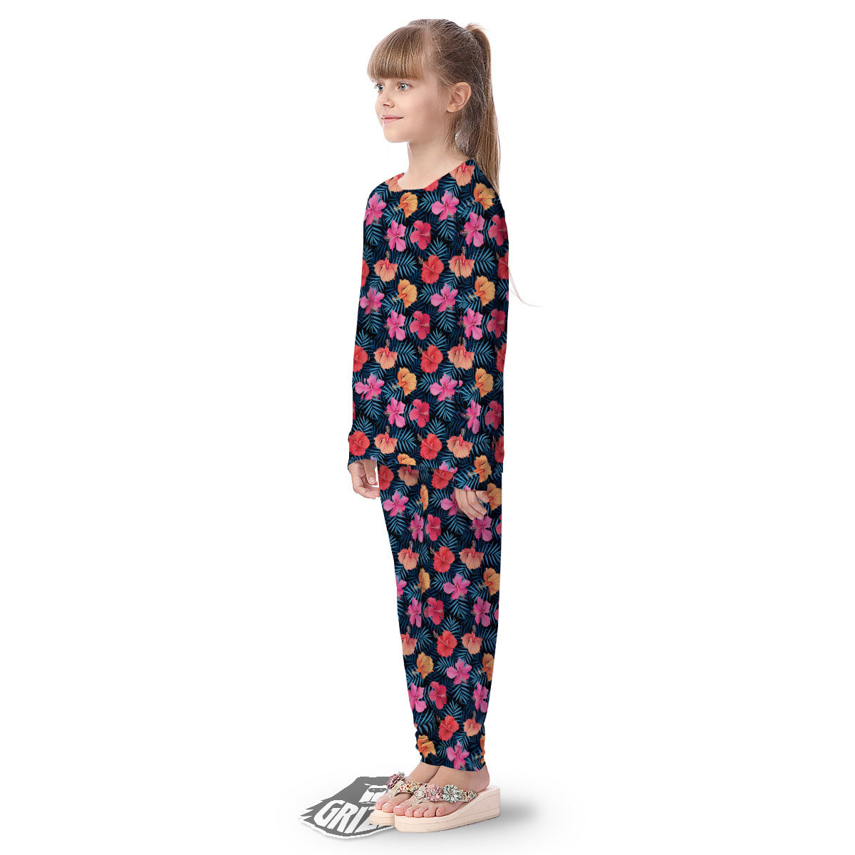 Flowers Exotic Hibiscus Print Pattern Kid's Pajamas-grizzshop