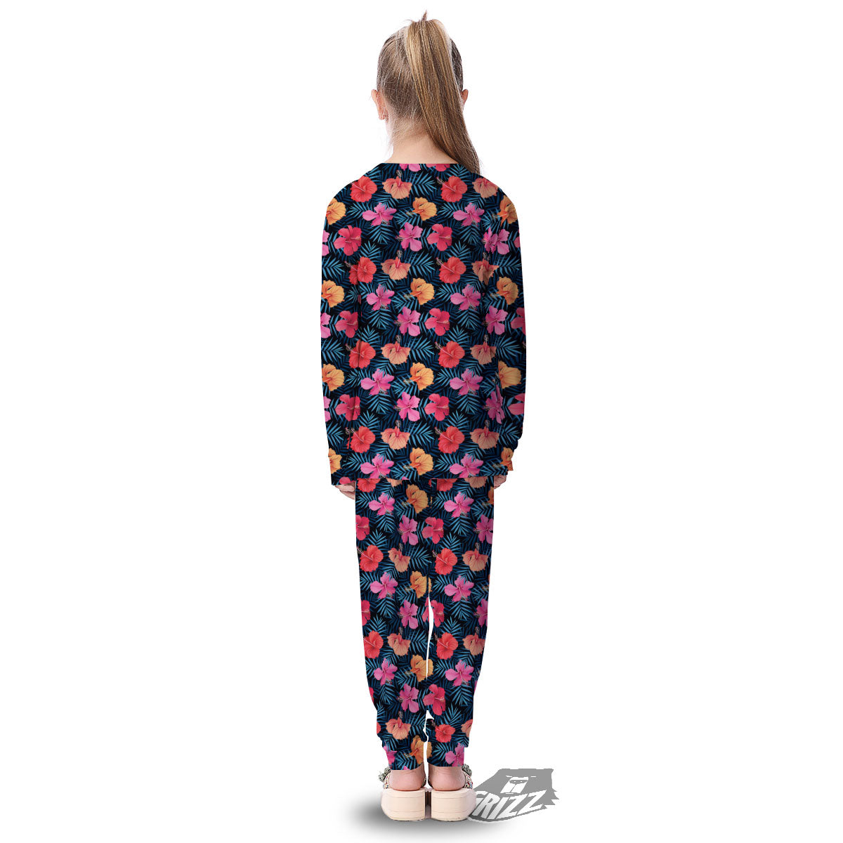 Flowers Exotic Hibiscus Print Pattern Kid's Pajamas-grizzshop