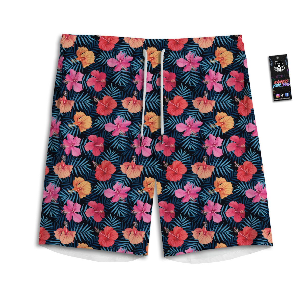 Fuji Mount And Cherry Blossom Print Men's Athletic Shorts