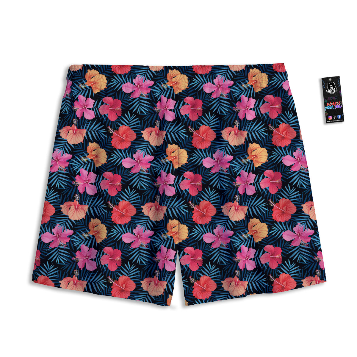 Flowers Exotic Hibiscus Print Pattern Mesh Shorts
