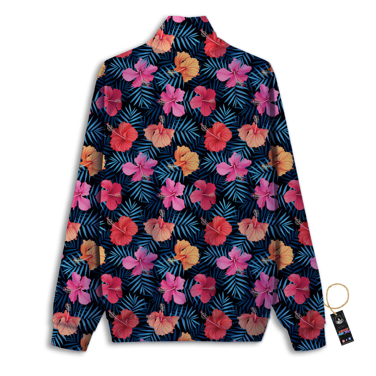 Flowers Exotic Hibiscus Print Pattern Track Jacket-grizzshop
